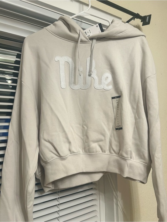 Nike Tops - Nike Cream Hoodie with White Applique Script